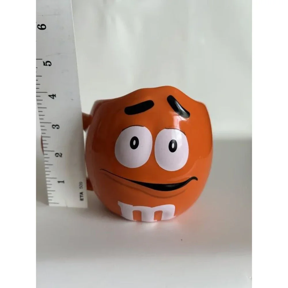 M&Ms World Orange Mug Worried Face Crispy Character 2018 Ceramic Coffee Tea Cup